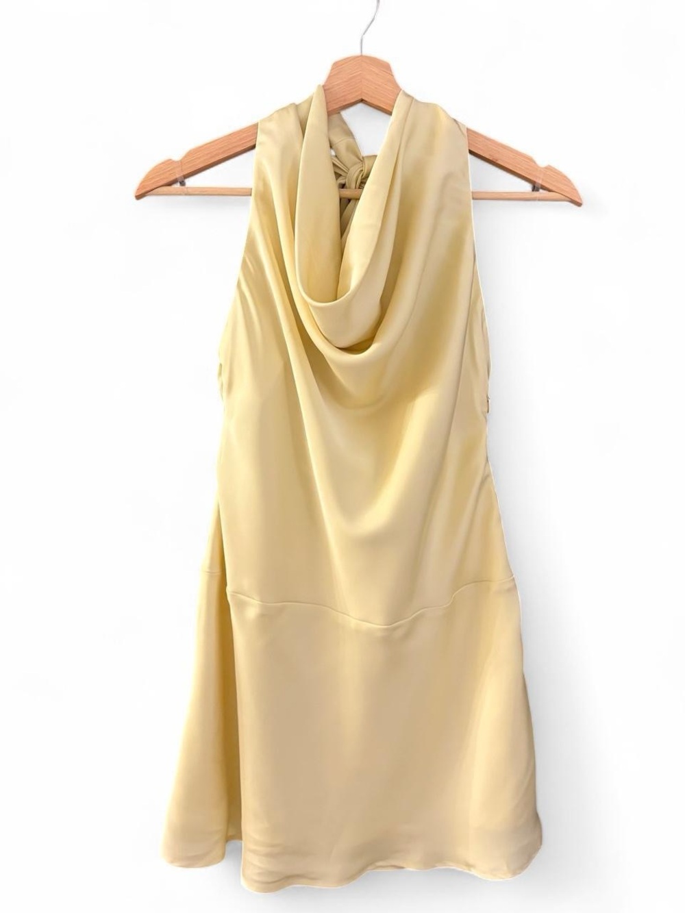 Peppermayo Pale Yellow Cowl Neck Mini Dress